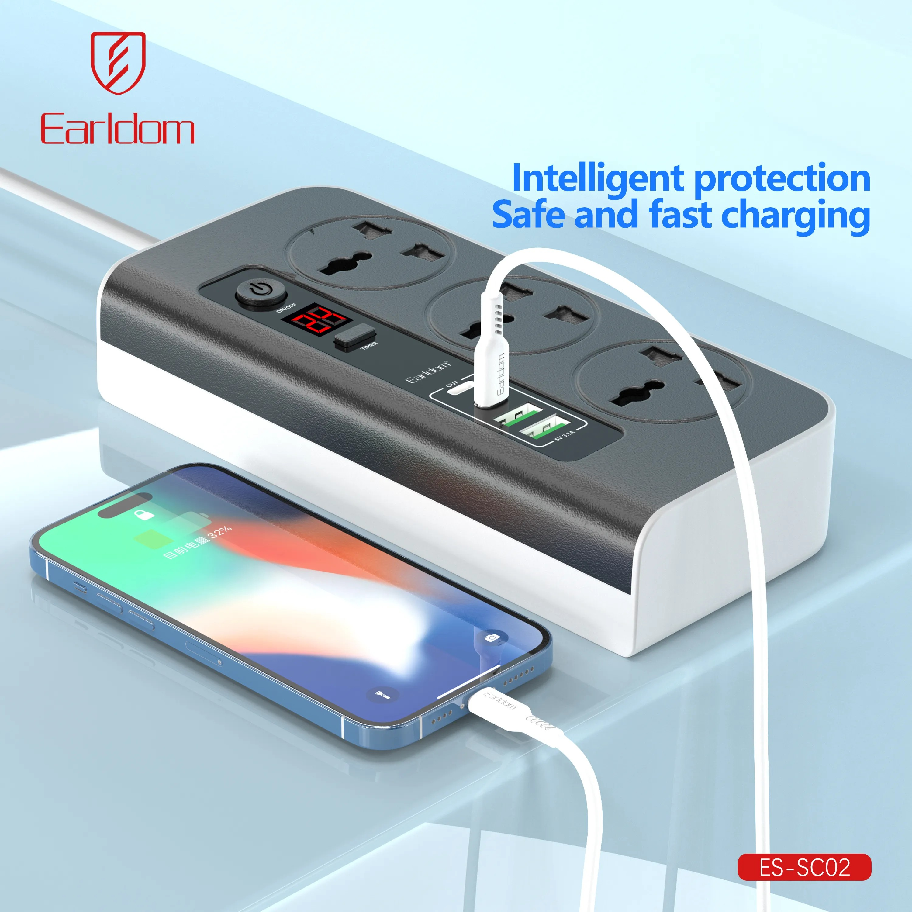 Heavy-Duty 2500W Power Strip – UK Socket with Overload Protection for Home, Office & Workspaces