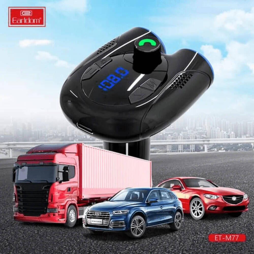 Wireless Car Kit with Dual USB – Bluetooth FM Transmitter in Spacecraft Design Fast Charging & Music Streaming