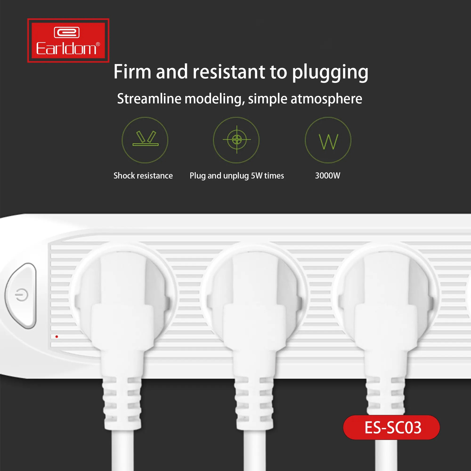 Universal 2500W power strip with UK, EU & US plug types. Includes USB & USB-C ports, surge protection & multi-outlet support for home, office, travel