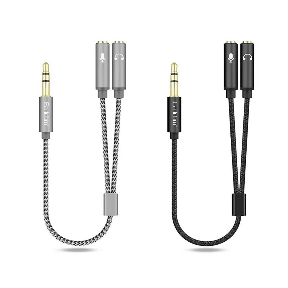 3.5mm Headset Splitter Aux Cable – Mic & Audio Y Adapter for PC, Laptop, Gaming Headsets & Voice Recording