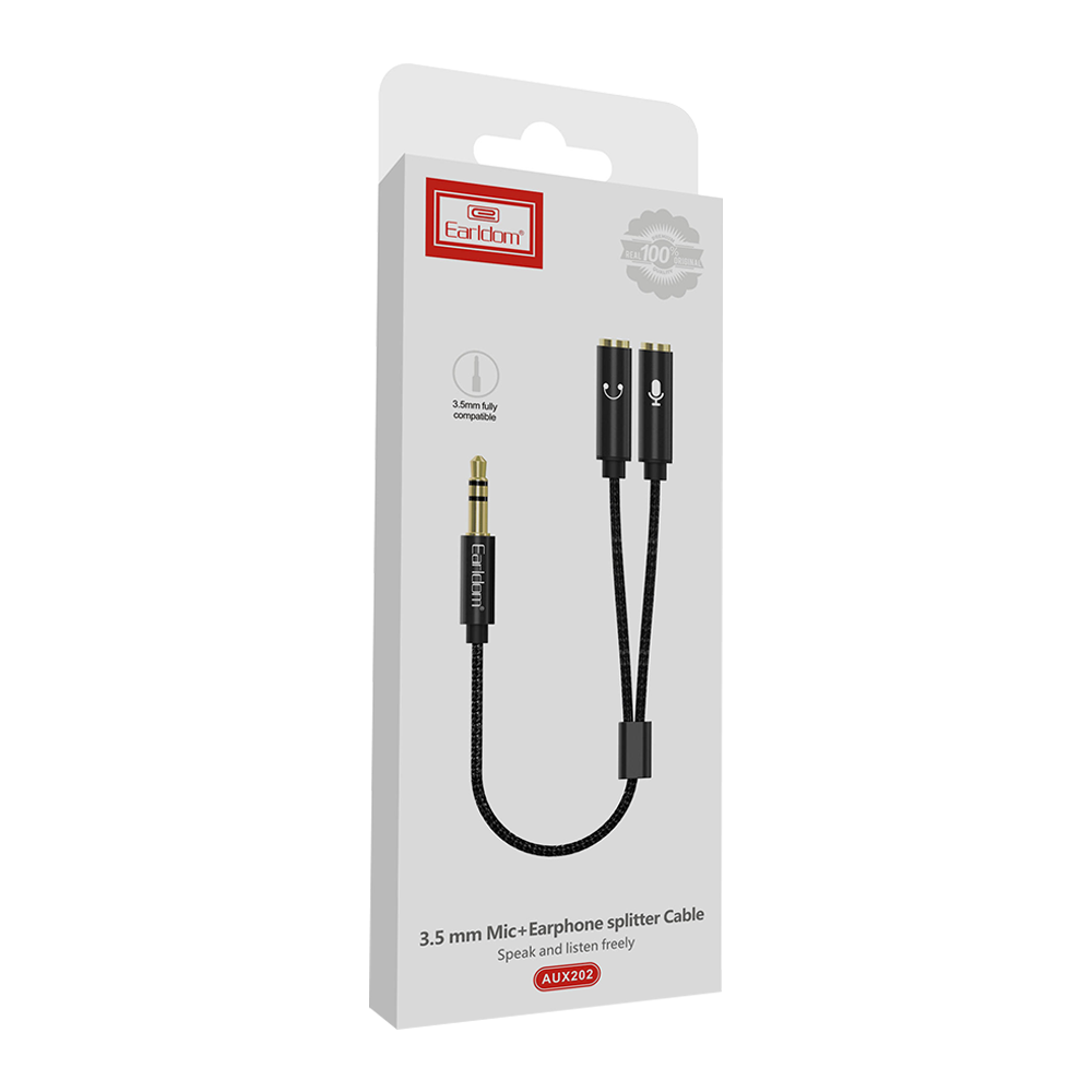 3.5mm Headset Splitter Aux Cable – Mic & Audio Y Adapter for PC, Laptop, Gaming Headsets & Voice Recording