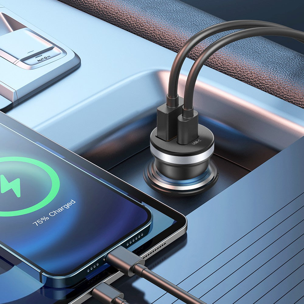 30W USB + USB-C Fast Car Charger – Dual Port Quick Charge Adapter for All Vehicles