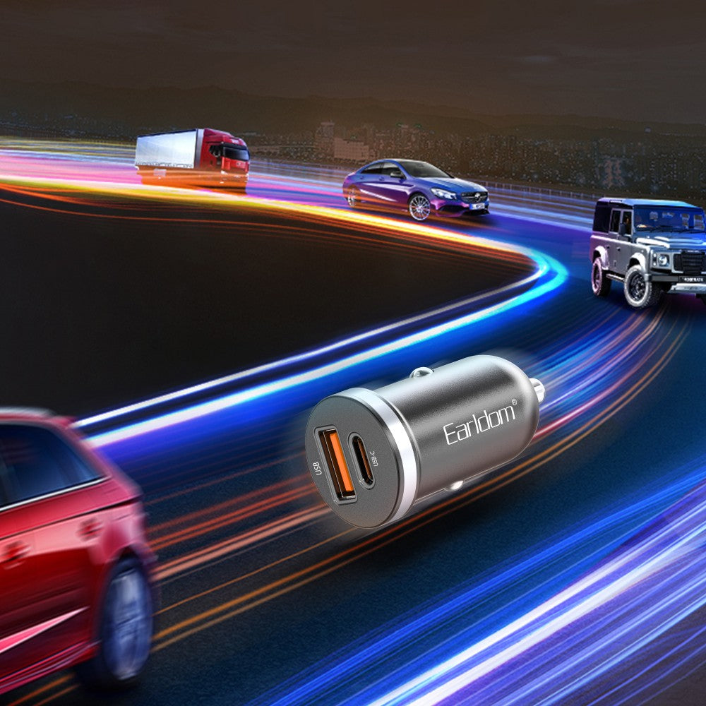 30W USB + USB-C Fast Car Charger – Dual Port Quick Charge Adapter for All Vehicles
