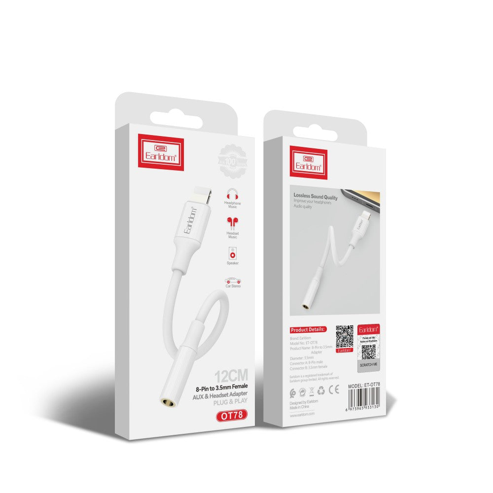 8-Pin to 3.5mm AUX Adapter – 8-Pin Female Audio Cable for iPhone, iPad & iPod | Headphone Jack Converter