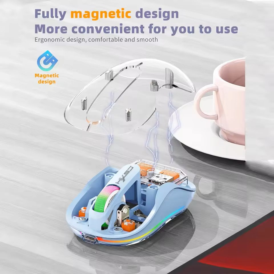 JERTECH Transparent Wireless Mouse – 2.4GHz Slim USB Optical Mouse | Clear Acrylic Design