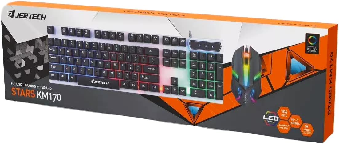 JERTECH Stars Full Size Gaming Keyboard – RGB Mechanical Feel | Wired USB