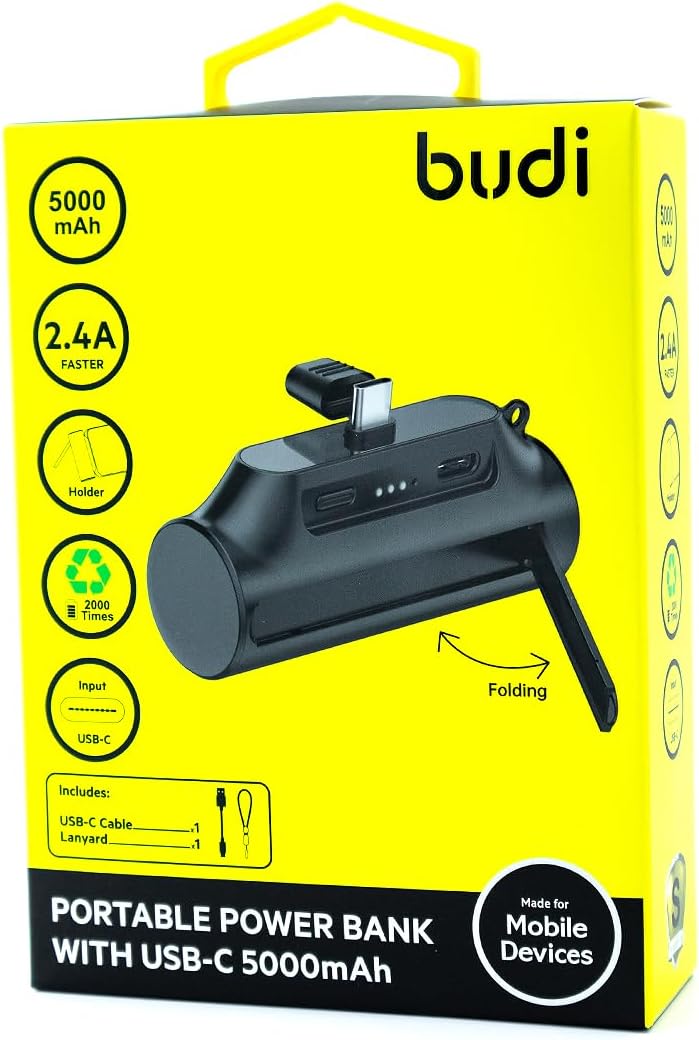 Compact 5000mAh USB-C Power Bank – Fast Charging for iPhone, Android & More