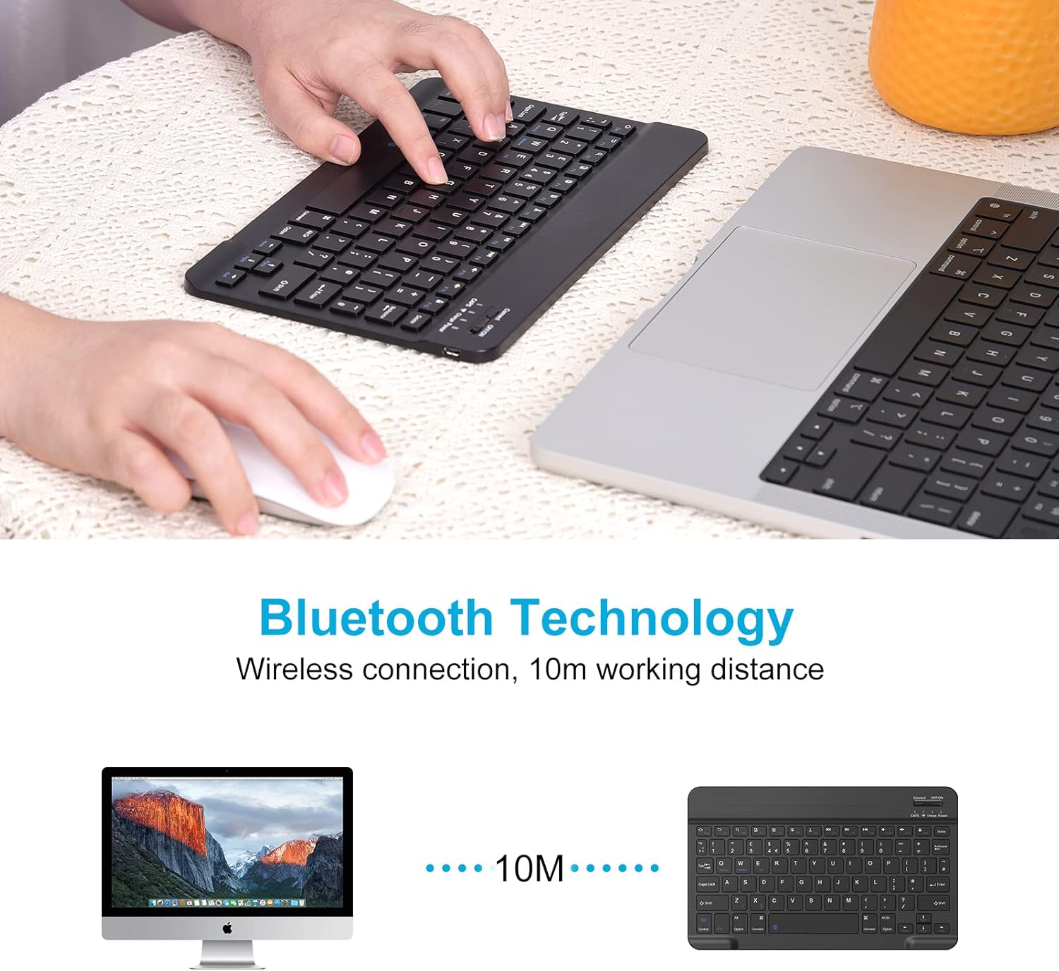 JERTECH Bluetooth Keyboard – Slim, Rechargeable, Multi-Device Wireless Keyboard