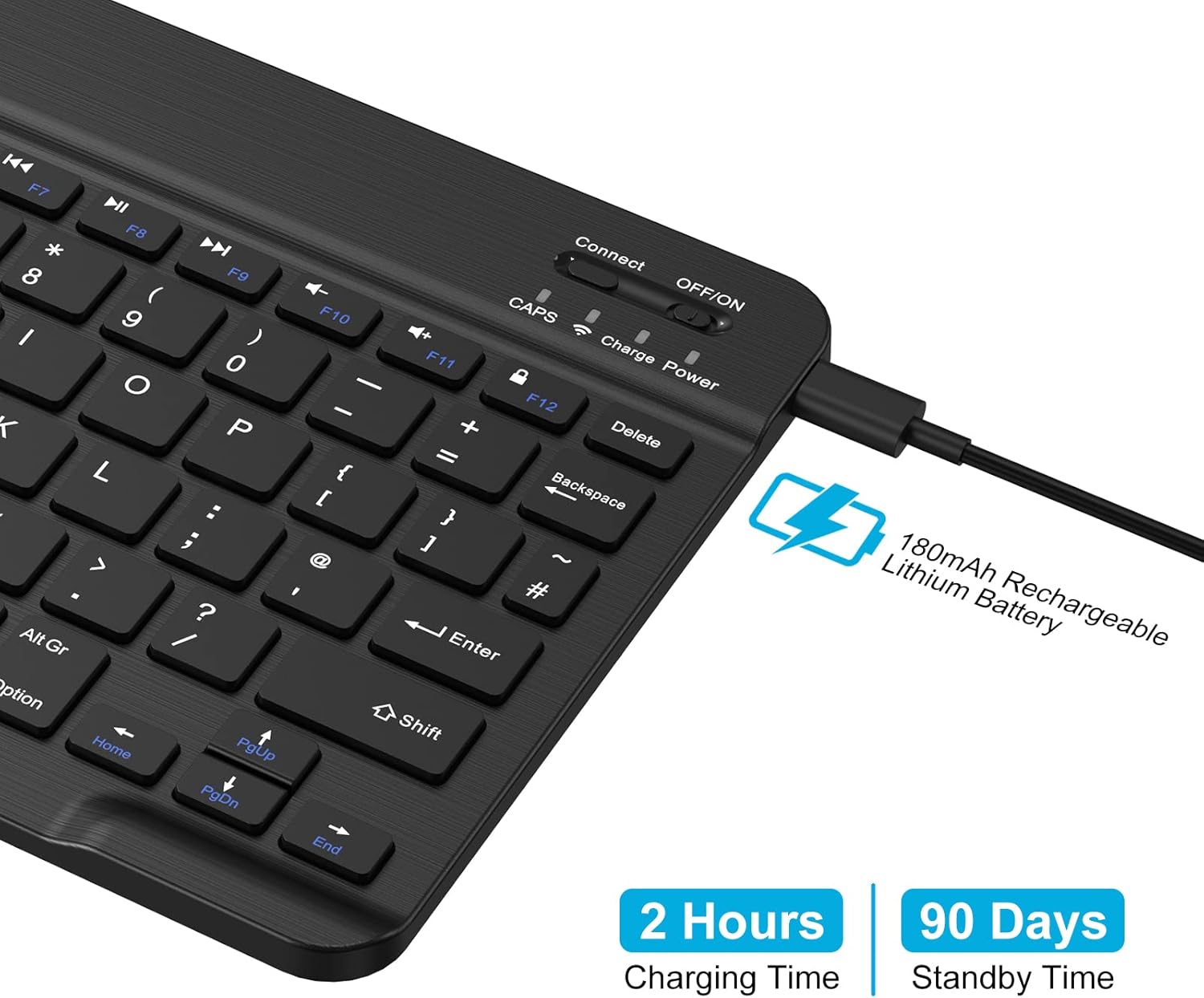 JERTECH Bluetooth Keyboard – Slim, Rechargeable, Multi-Device Wireless Keyboard