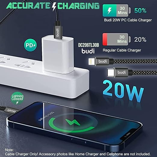 High-Speed 27W USB-C to 8-Pin 3M Cable – Charge & Sync for iOS Devices