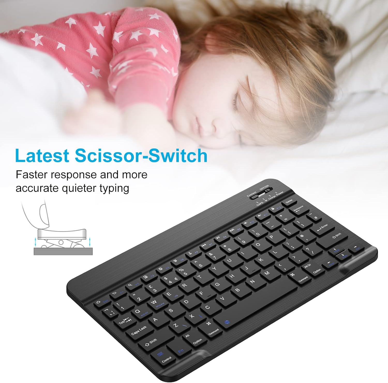JERTECH Bluetooth Keyboard – Slim, Rechargeable, Multi-Device Wireless Keyboard