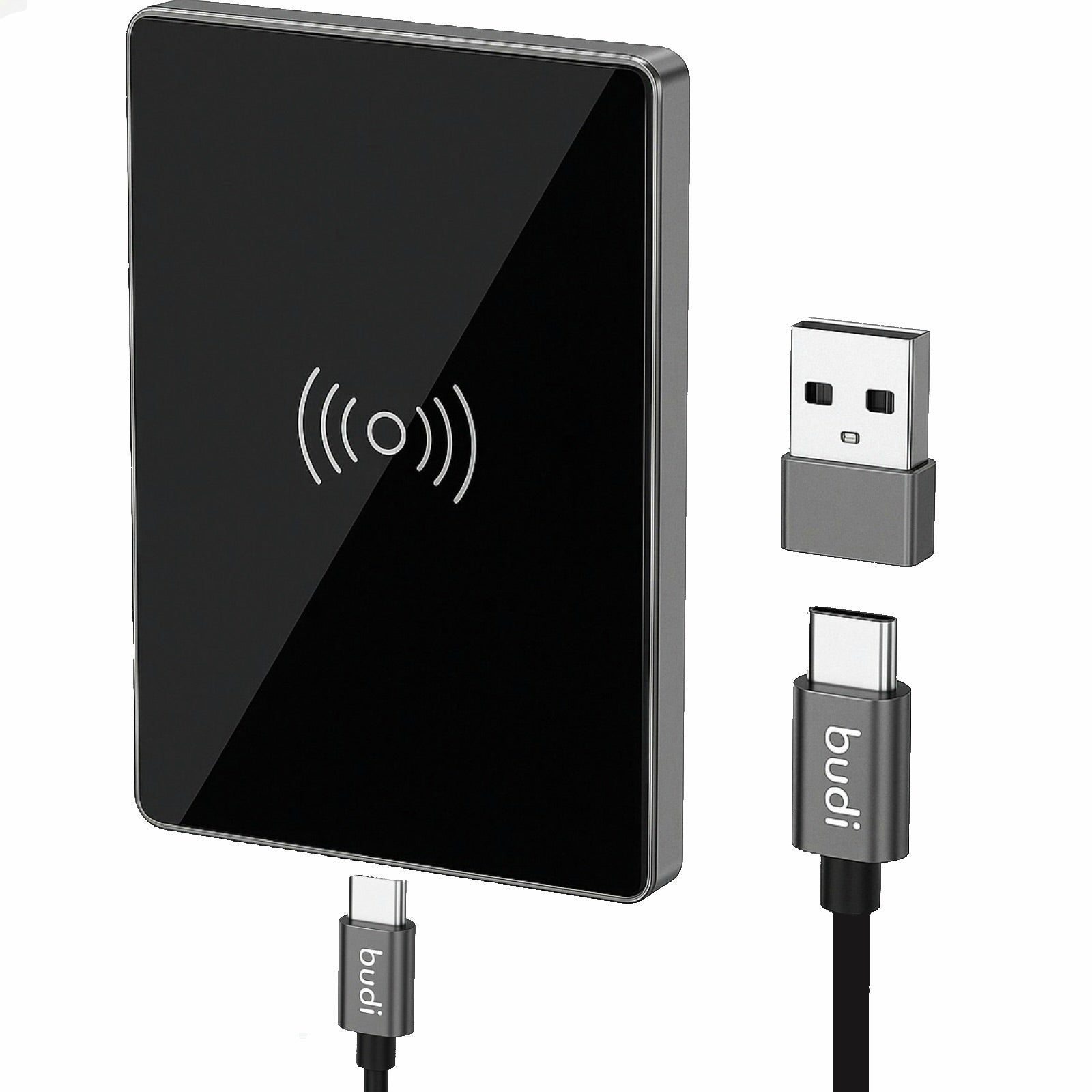 15W Wireless Charger | Fast Qi Charging Pad with USB-C Cable – Ultra Slim Aluminum Shell