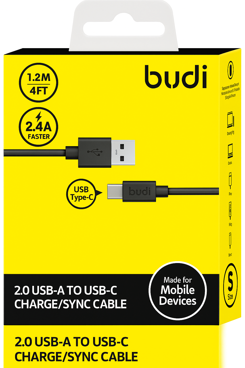 USB 2.0 Charging Cable – 1.2M USB-A to USB-C Fast Charge & Sync Cord for Phones & Tablets