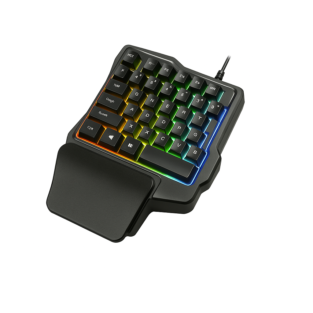 JERTECH Single-Handed Gaming Keyboard – Mechanical RGB Keypad | Esports Dominate Control