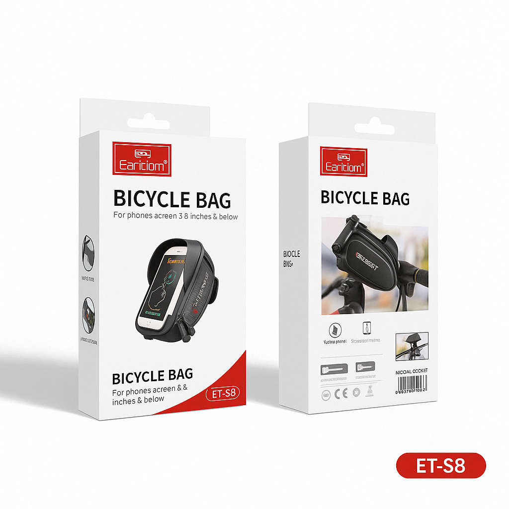 Waterproof Bike Handlebar Bag – Phone Mount & Storage Pouch for Cycling, MTB & E-Bikes | Touchscreen Phone Holder