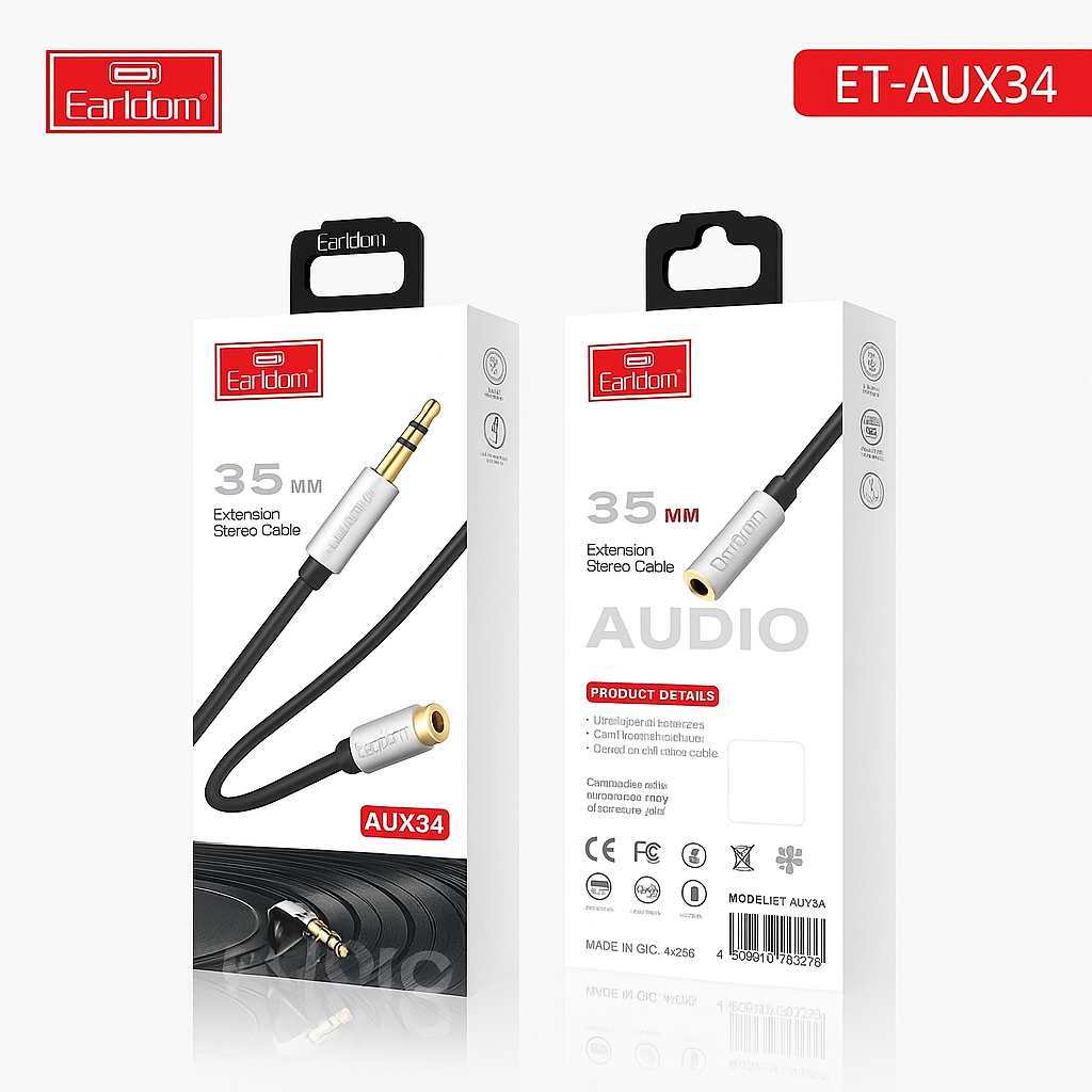 3.5mm Stereo Audio Extension Cable – Male to Female Aux Adapter for Headphones, Speakers & Audio Devices