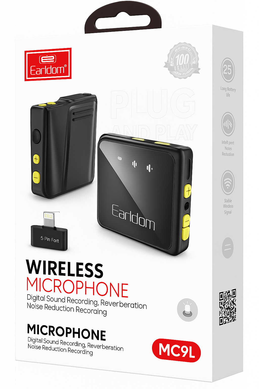 Wireless Microphone with Collar Clip – Noise-Canceling Lavalier Mic for Smartphones, Cameras & Content Creators, High-Quality Audio for Recording & Streaming