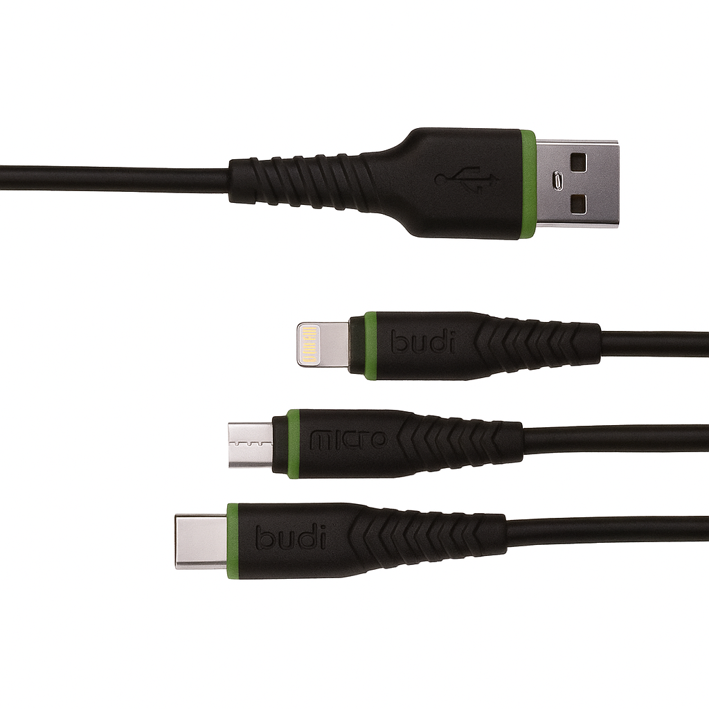 Universal 3-in-1 Charging Cable – Lightning, Micro USB, and USB-C Connector