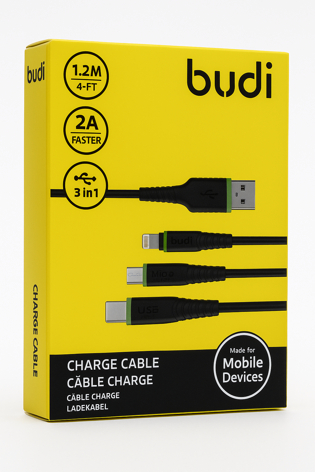 Universal 3-in-1 Charging Cable – Lightning, Micro USB, and USB-C Connector