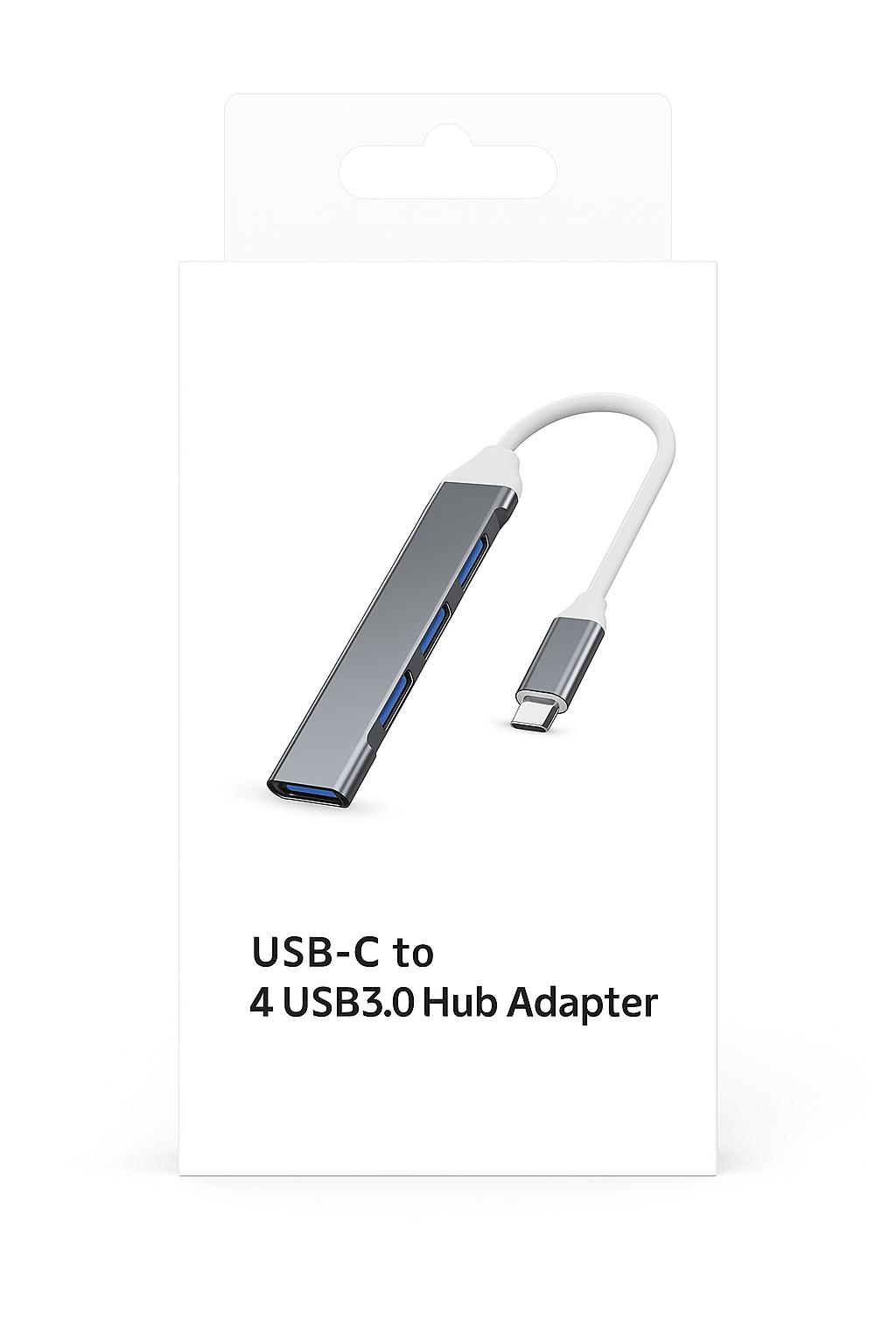 4-Port USB to USB-C Hub Adapter – Type-C Output, High-Speed Splitter