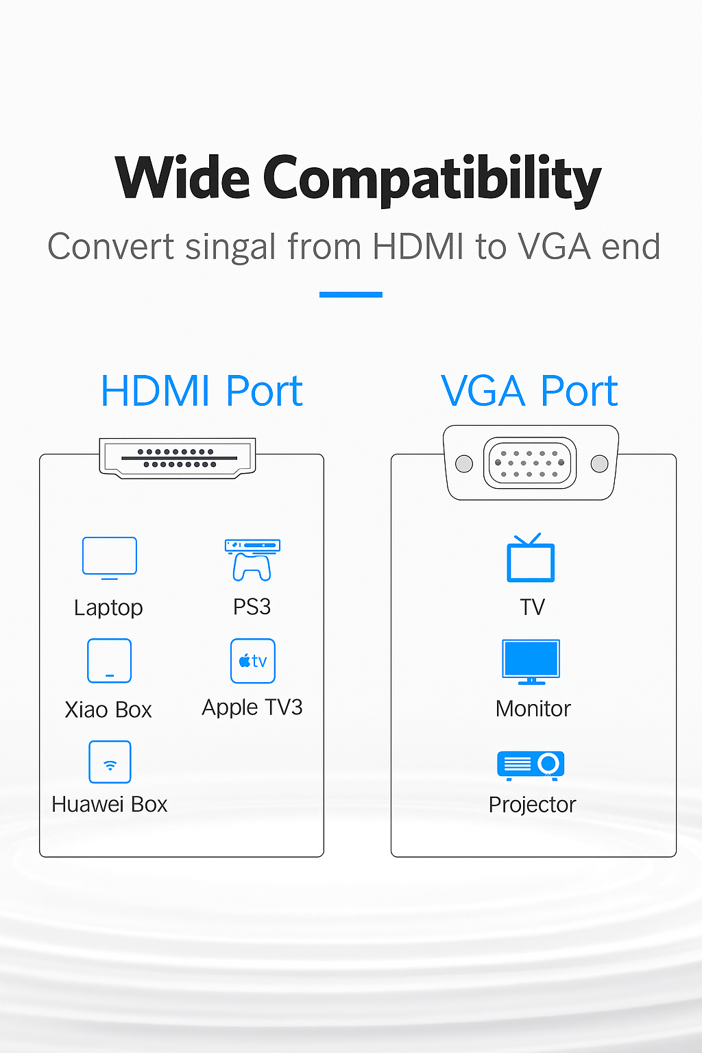 VGA to HDMI Cable – 1080p Video Converter with Audio Support