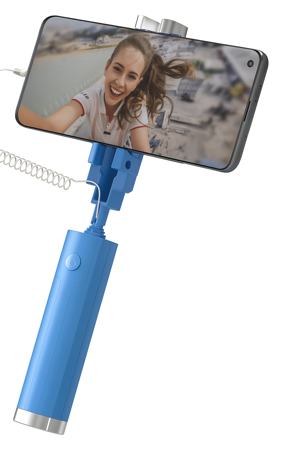 Wired Selfie Stick with 3.5mm Cable – 6-Section Telescopic, 700mm Max, 120° Adjustable