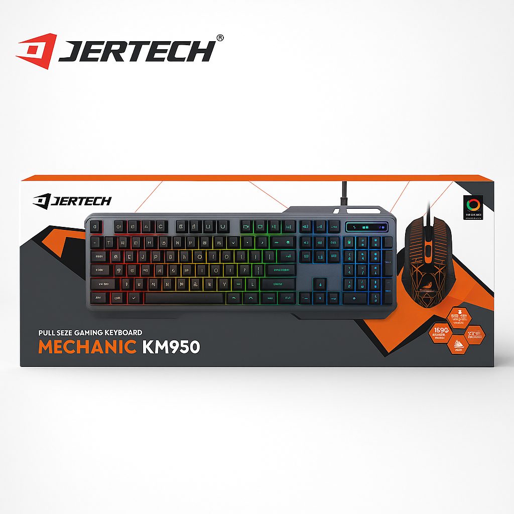 JERTECH Gaming Keyboard & Mouse – Full-Size Mechanical RGB Combo | Wired Esports Setup