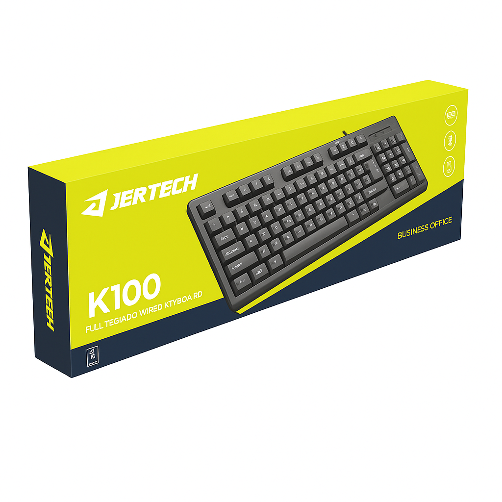 JERTECH Multimedia Wired Keyboard – Ergonomic, Quiet-Touch USB Keyboard | Plug & Play for Office & Home Use