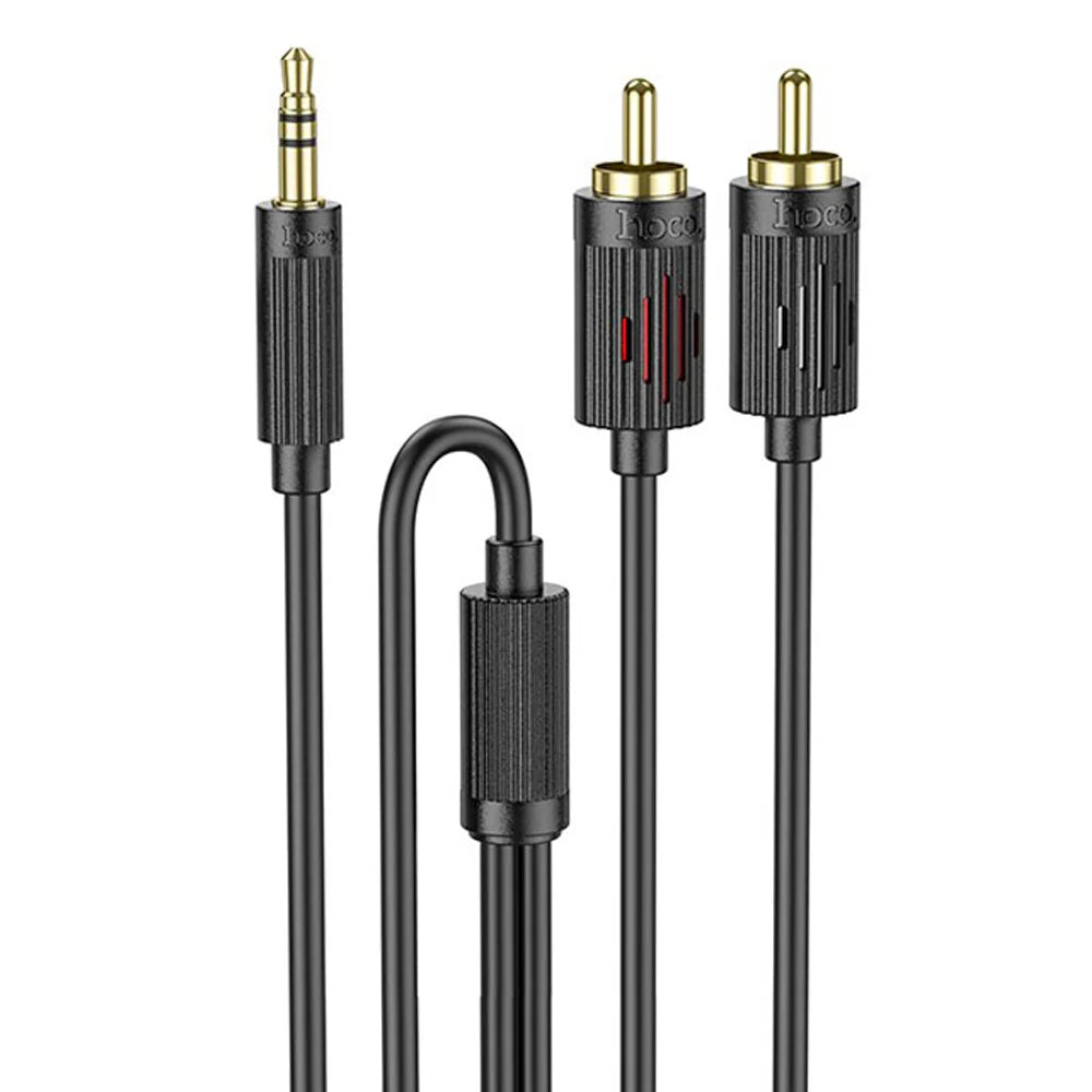 HOCO 3.5mm to 2RCA Gold-Plated Plug Cable | Stereo Audio Transfer