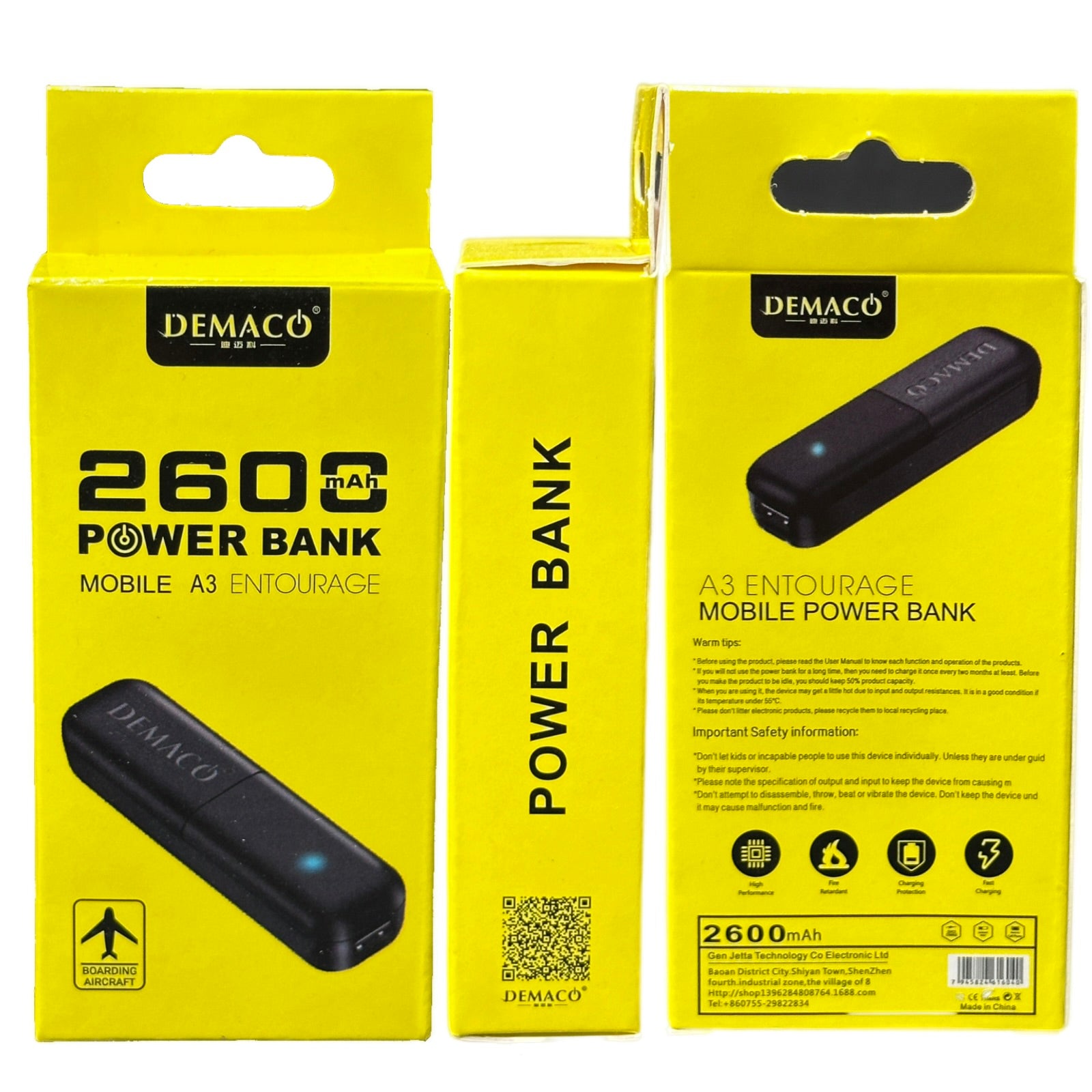 DEMACO Mini Power Bank | Ultra-Compact 2600mAh Portable Charger for Smartphones & USB Devices