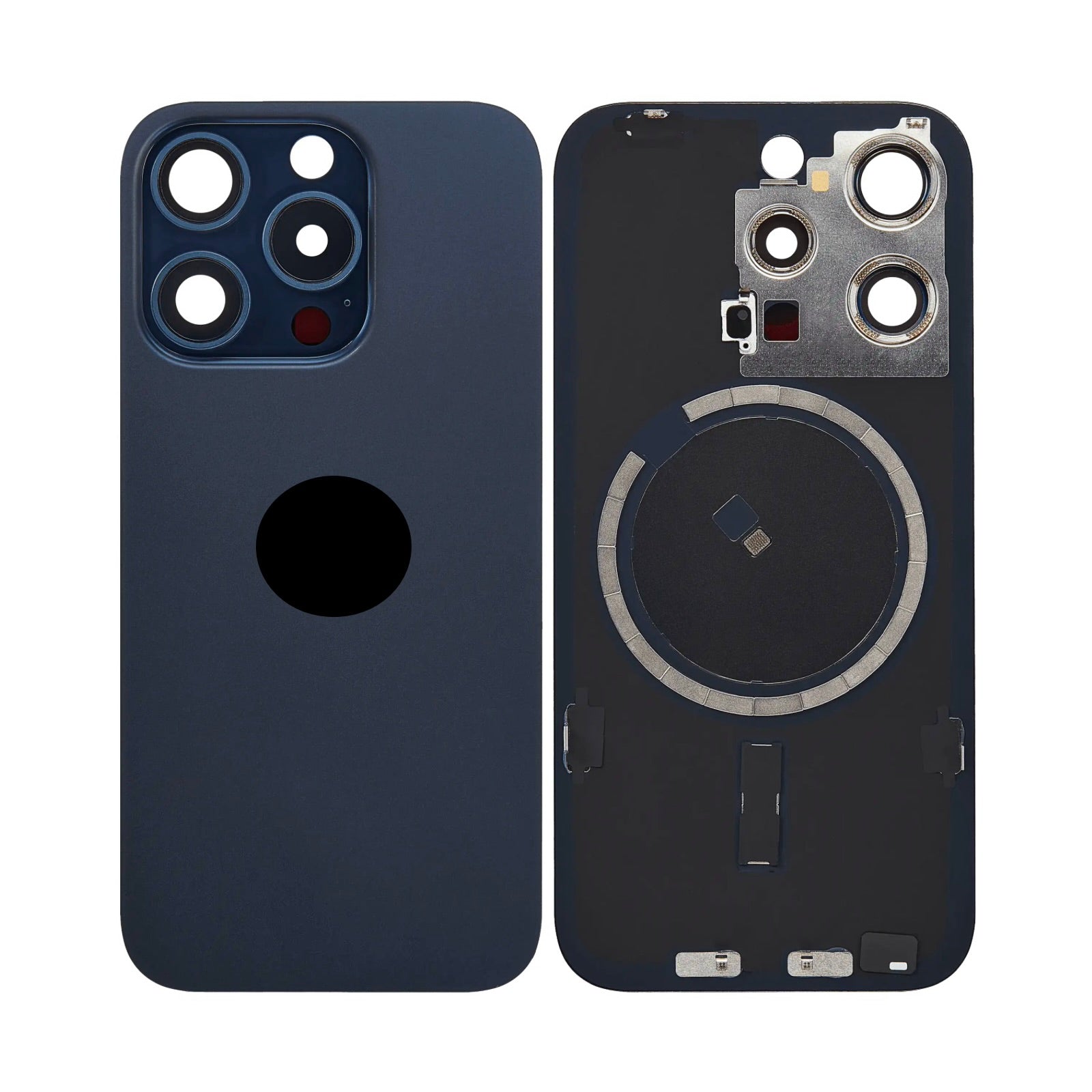 Titanium Blue Back Glass with Steel Plate & MagSafe Magnet Pre-Installed Compatible for iPhone 15 Pro – OEM-Compatible Rear Housing Replacement | A2848 A3101 A3104