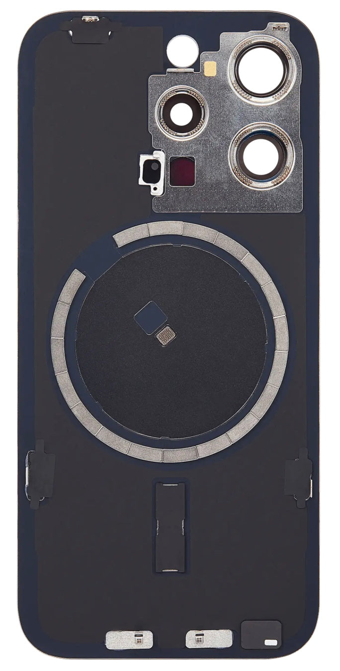 Titanium Black Back Glass with Steel Plate & MagSafe Magnet Pre-Installed Compatible for iPhone 15 Pro – OEM-Compatible Rear Housing Replacement | A2848 A3101 A3104