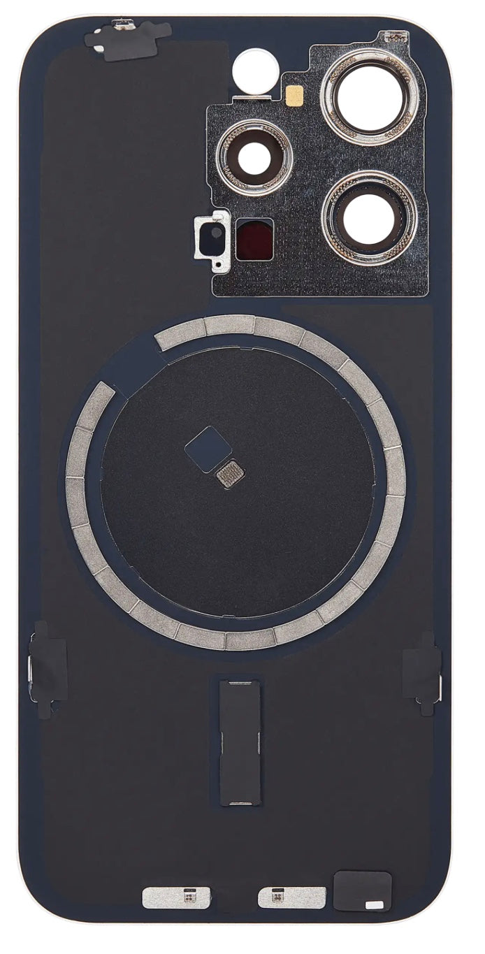 Titanium White Back Glass with Steel Plate & MagSafe Magnet Pre-Installed Compatible for iPhone 15 Pro – OEM-Compatible Rear Housing Replacement | A2848 A3101 A3104