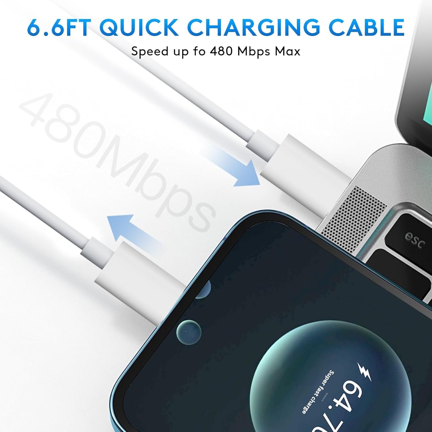 2M USB-C to USB-C Cable – Long PD Charging & Data Sync Cable