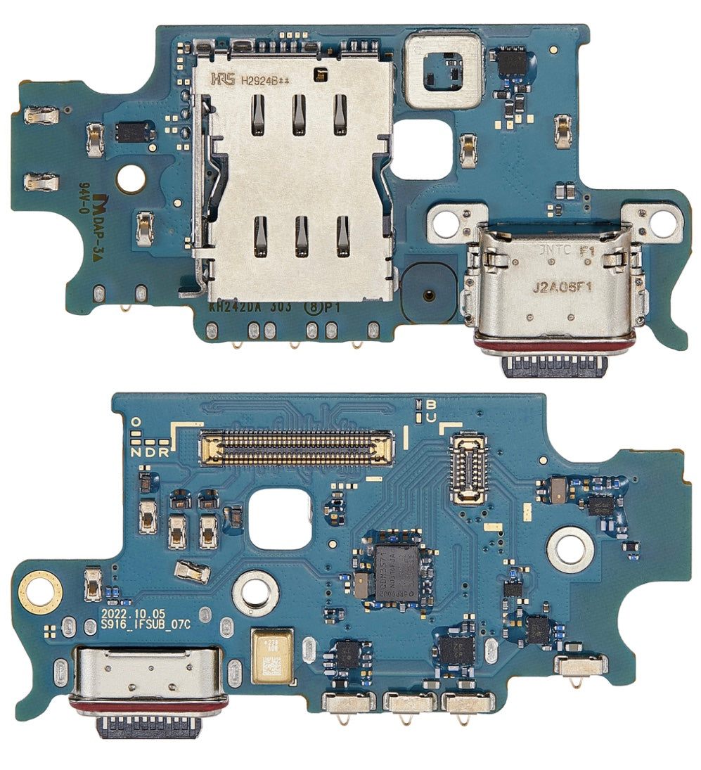 USB-C Charging Flex Cable with SIM Card Reader for Samsung S23 Plus – Sub-Board Assembly with Mic & Data Port