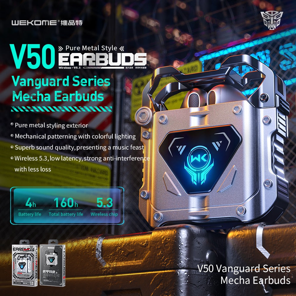 V50 Wireless Earbuds – 160H Battery, Bluetooth 5.3 & Type-C Fast Charging