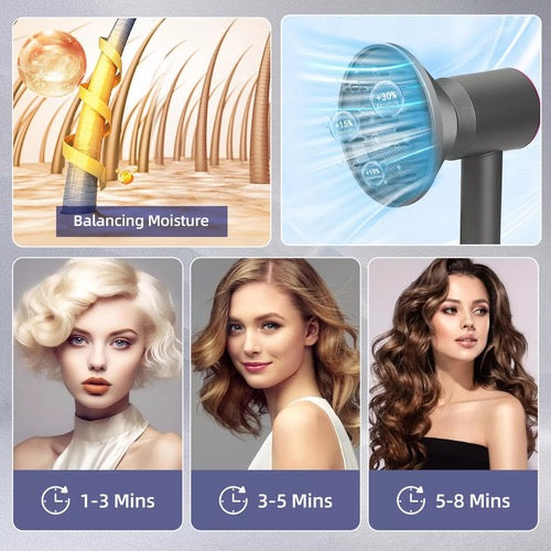 Leafless Hair Dryer – Fast Drying with Intelligent Heat Control & Attachments