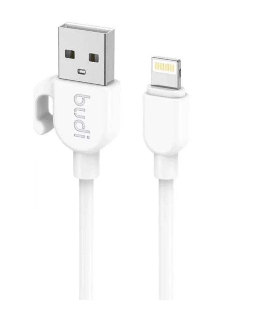 Budi USB-A to 8-Pin Charging Cable – Fast Sync & Durable Power Cord – 1M White –