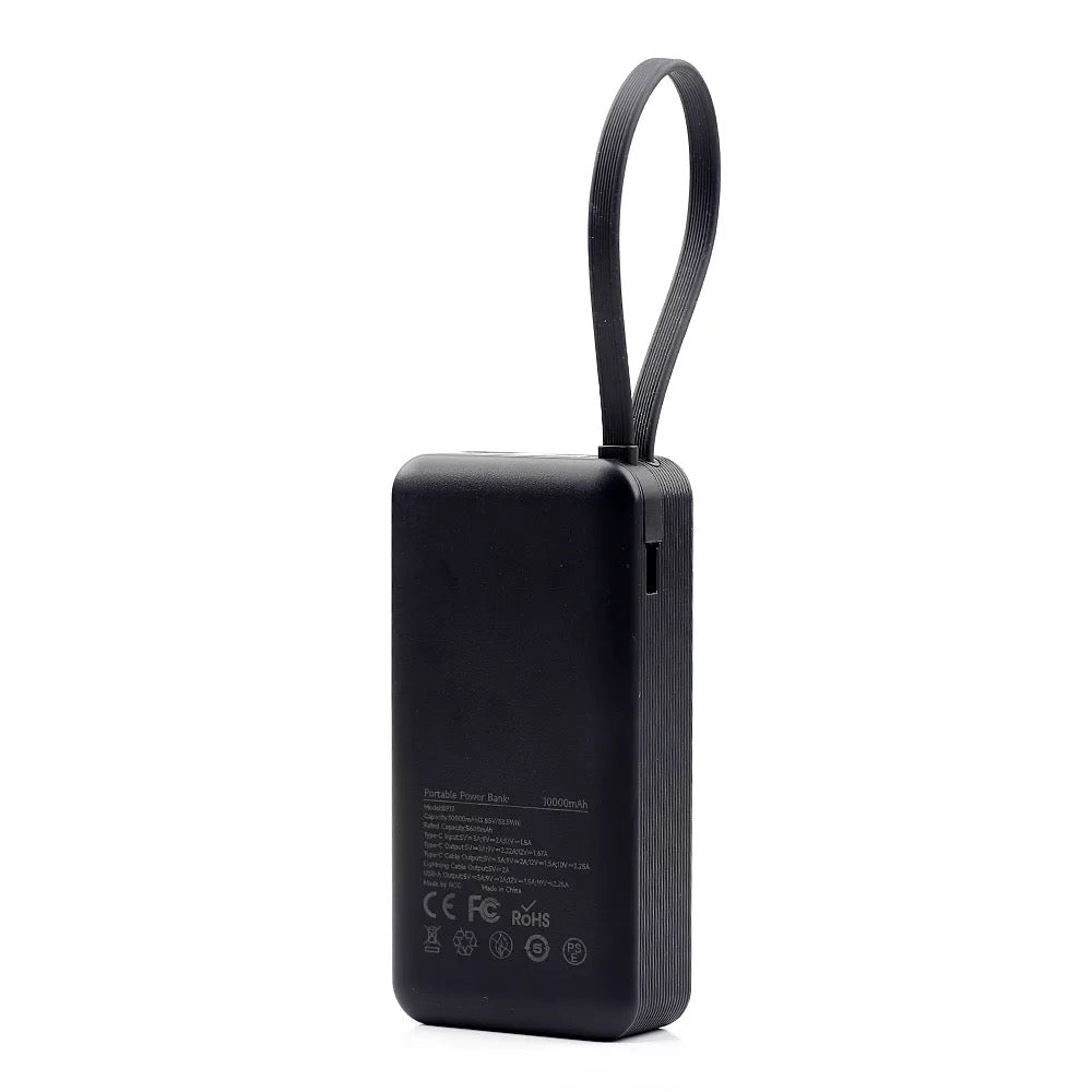 NCC 10000mAh Ultra Compact Fast Charging Power Bank | Built-In Cables