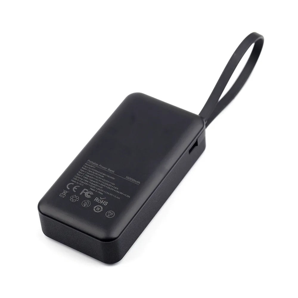 NCC 10000mAh Ultra Compact Fast Charging Power Bank | Built-In Cables