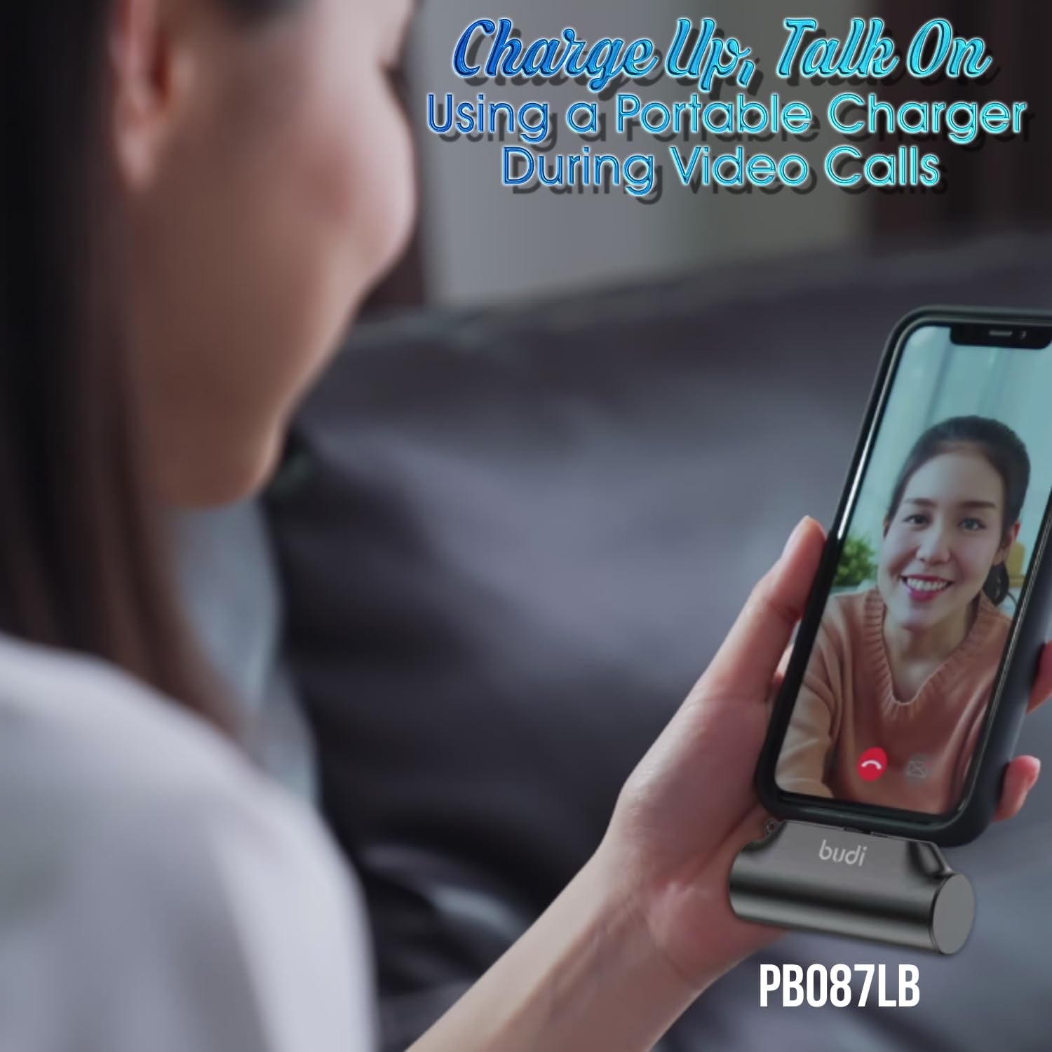 5000mAh Mini Power Bank – Fast Charge Portable Battery with Built-in 8-Pin Connector & Kickstand – Compact Travel Charger for Mobile Devices – Black