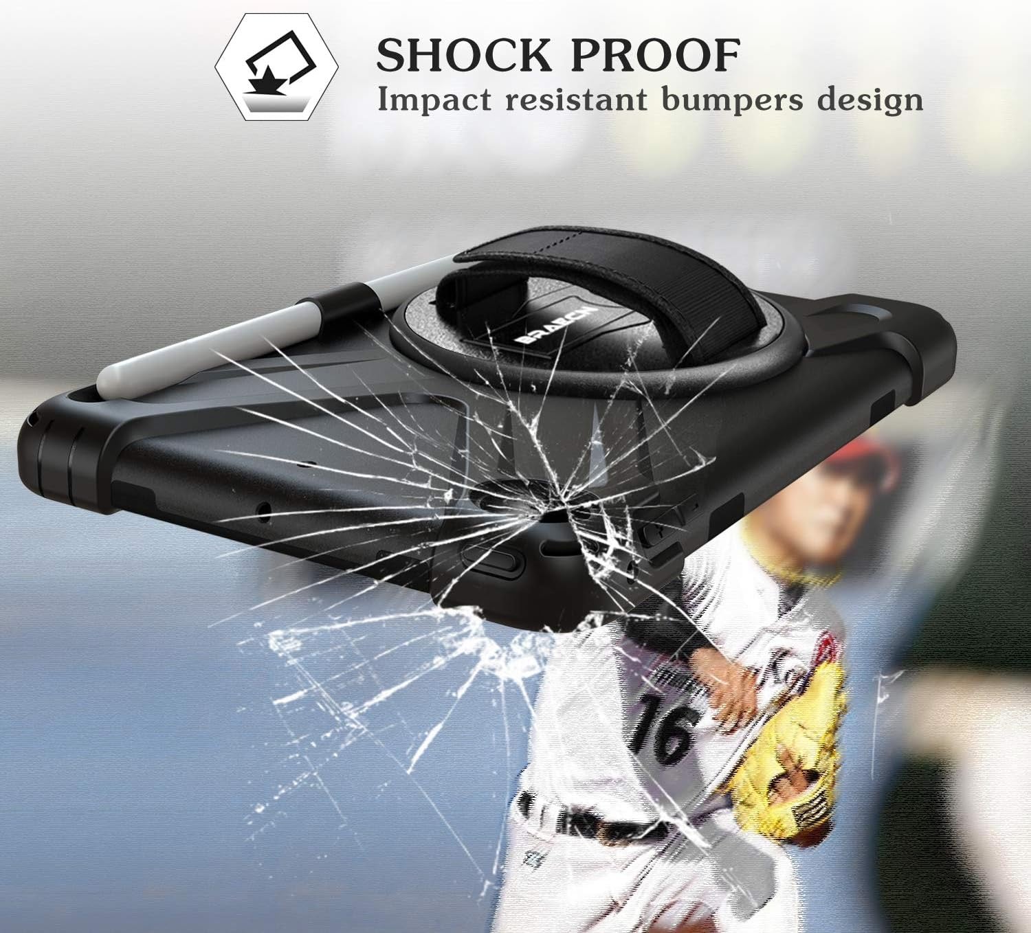 Rugged Case for iPad Mini 4 / Mini 5 with 360° Rotating Hand Strap and Kickstand – Full Protection