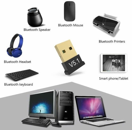 Bluetooth 5.1 USB Adapter – Dual Mode Low Energy Dongle for PC & Mac