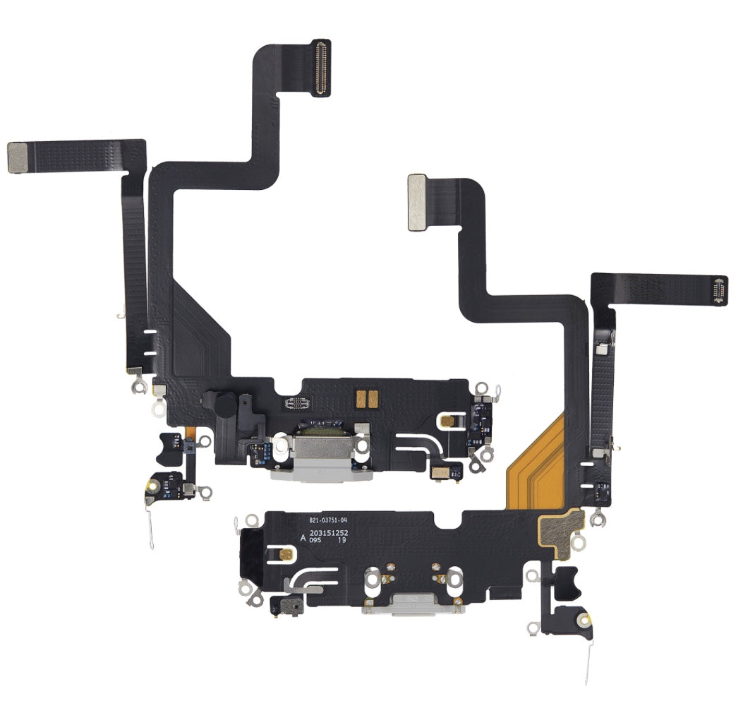 Charging Port Flex Cable Compatible with iPhone 14 Pro – Silver 8-Pin Port with Microphone | Models A2650 A2889 A2892 A2891