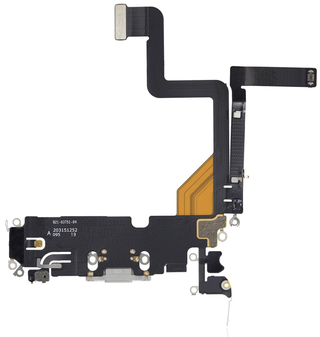 Charging Port Flex Cable Compatible with iPhone 14 Pro – Silver 8-Pin Port with Microphone | Models A2650 A2889 A2892 A2891