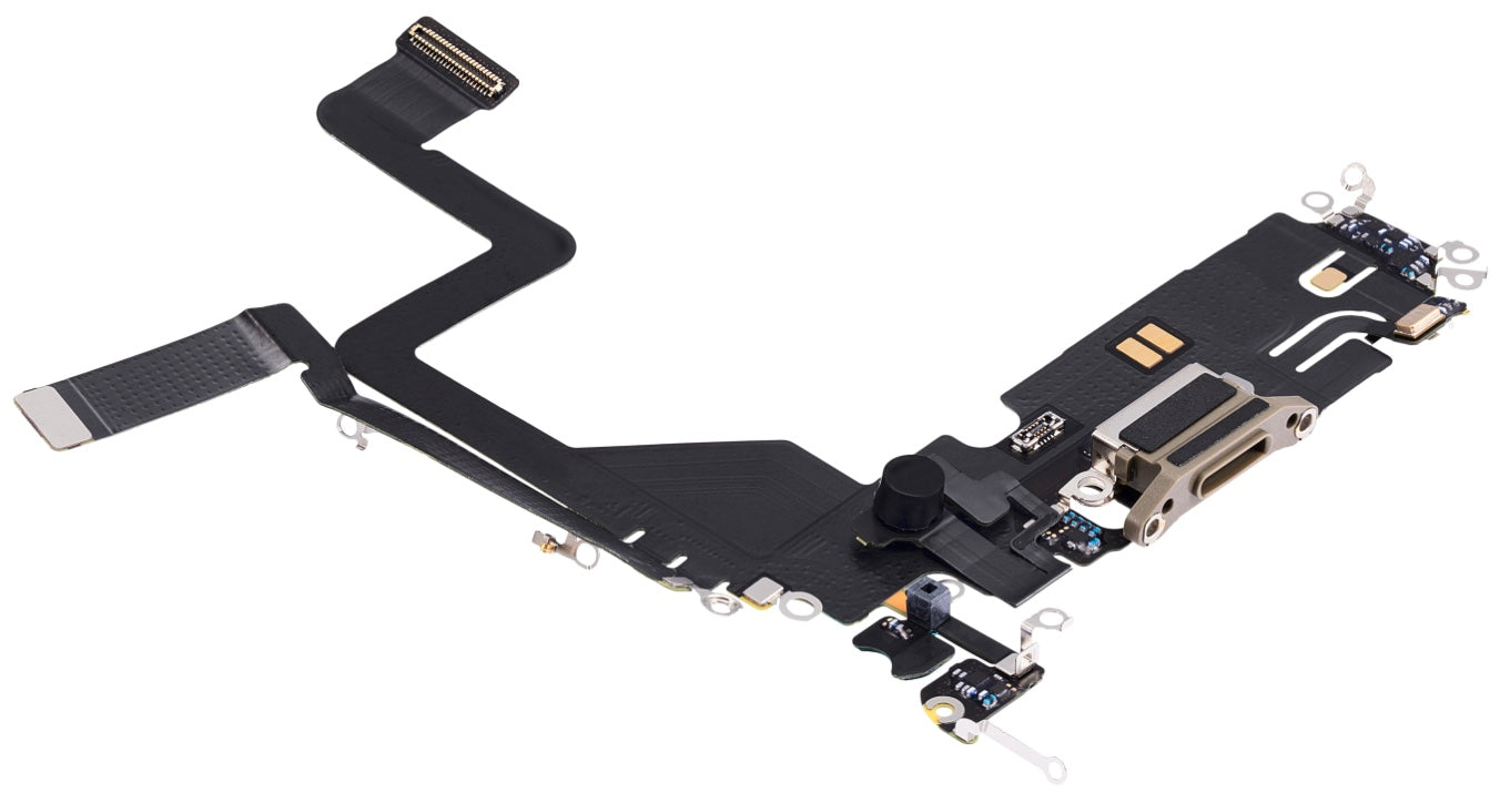 Charging Port Flex Cable Compatible with iPhone 14 Pro – Gold 8-Pin Port with Microphone | Models A2650 A2889 A2892 A2891
