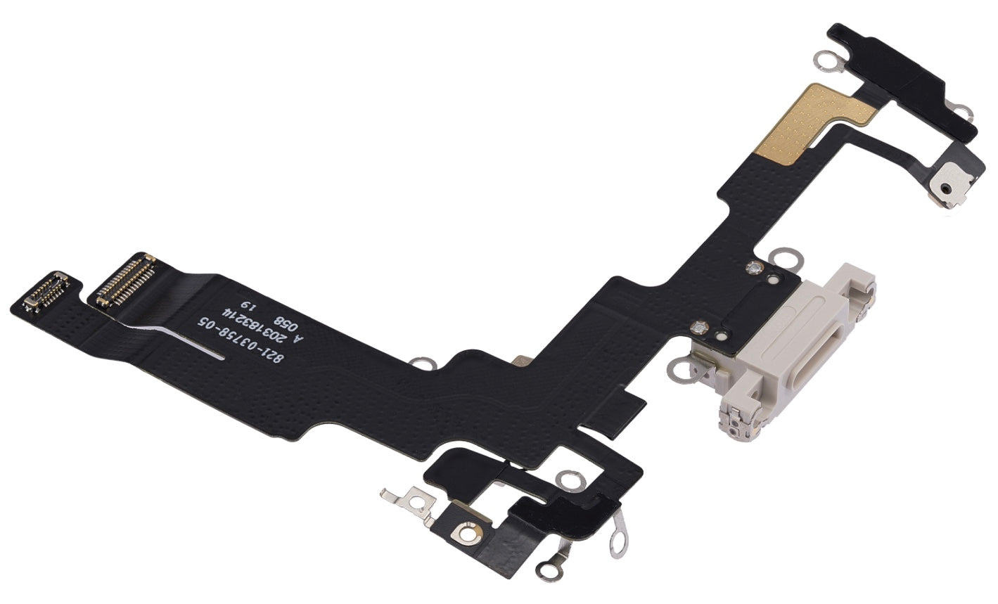 White Charging Port Flex Cable Compatible with iPhone 14 – 8-Pin Type Charging Connector & Microphone Assembly | A2881 A2631