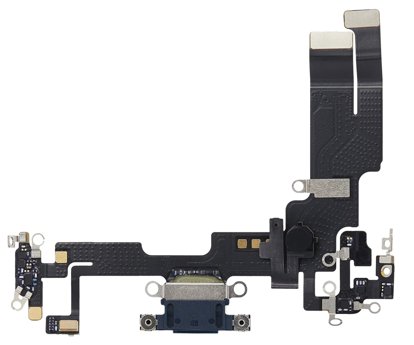 Black Charging Port Flex Cable Compatible with iPhone 14 – 8-Pin Type Charging Connector & Microphone Assembly | A2881 A2631