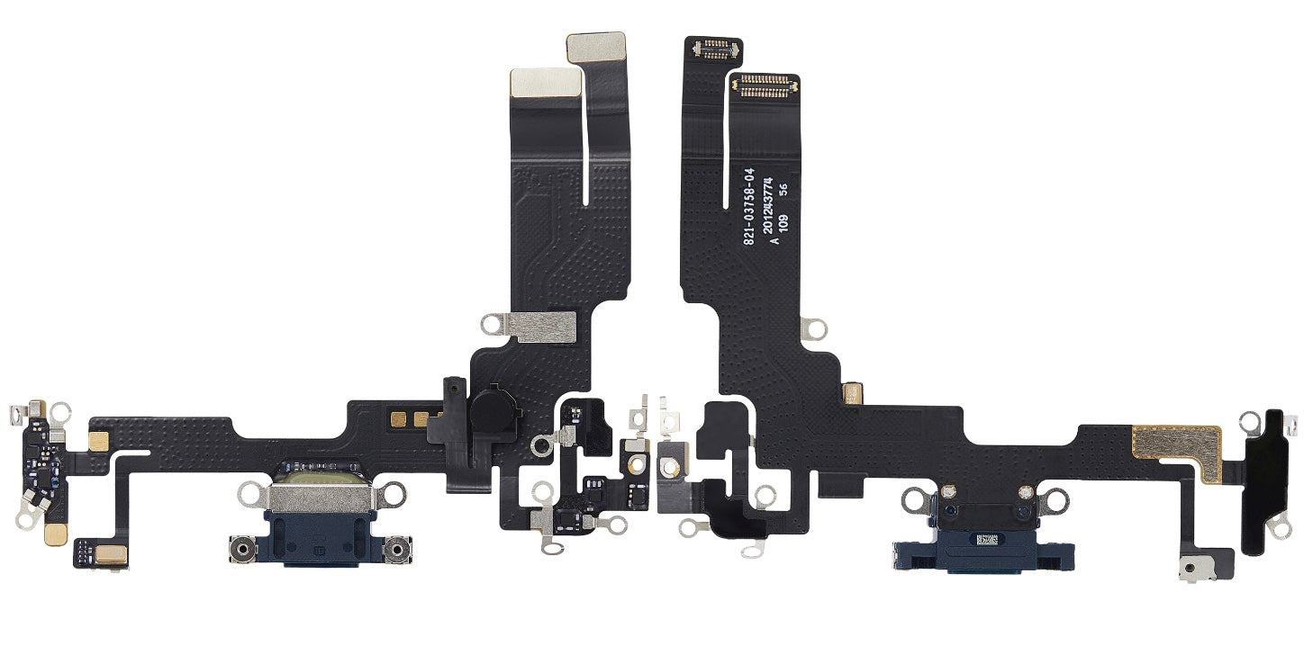 Black Charging Port Flex Cable Compatible with iPhone 14 – 8-Pin Type Charging Connector & Microphone Assembly | A2881 A2631