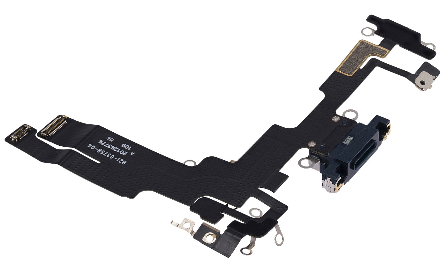 Black Charging Port Flex Cable Compatible with iPhone 14 – 8-Pin Type Charging Connector & Microphone Assembly | A2881 A2631